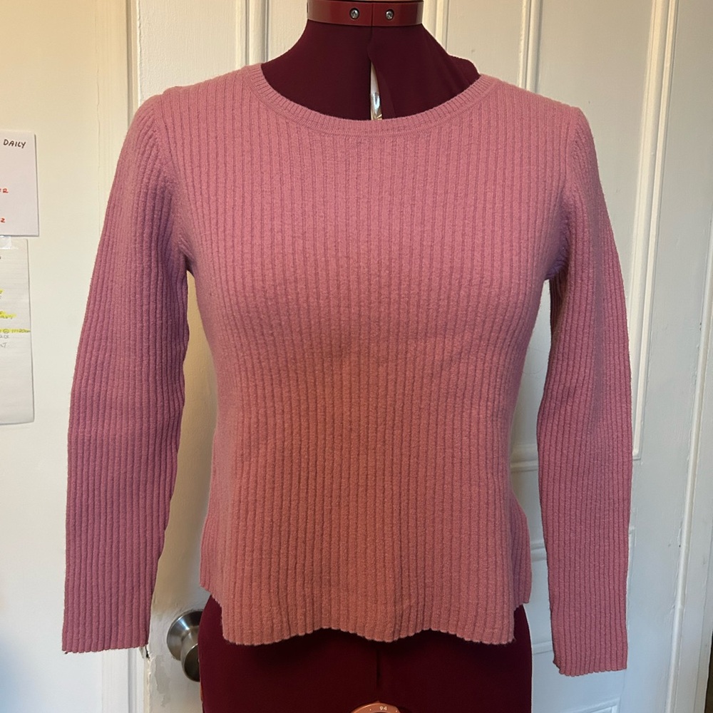 Vintage Pink Ribbed Wool Knit Sweater